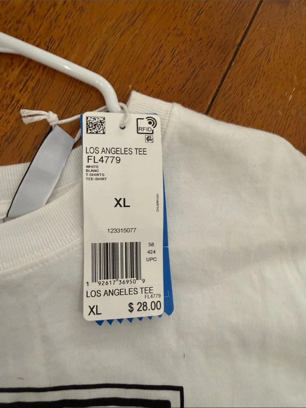 adidas White T-Shirt with Black Los Angeles Logo - Men xl